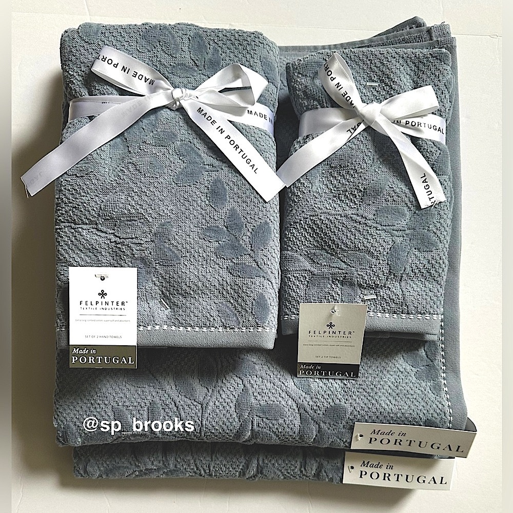 ๐6PC FELPINTER Bath Towel Set - Denim Blue Cotton, Super Soft & Absorbent